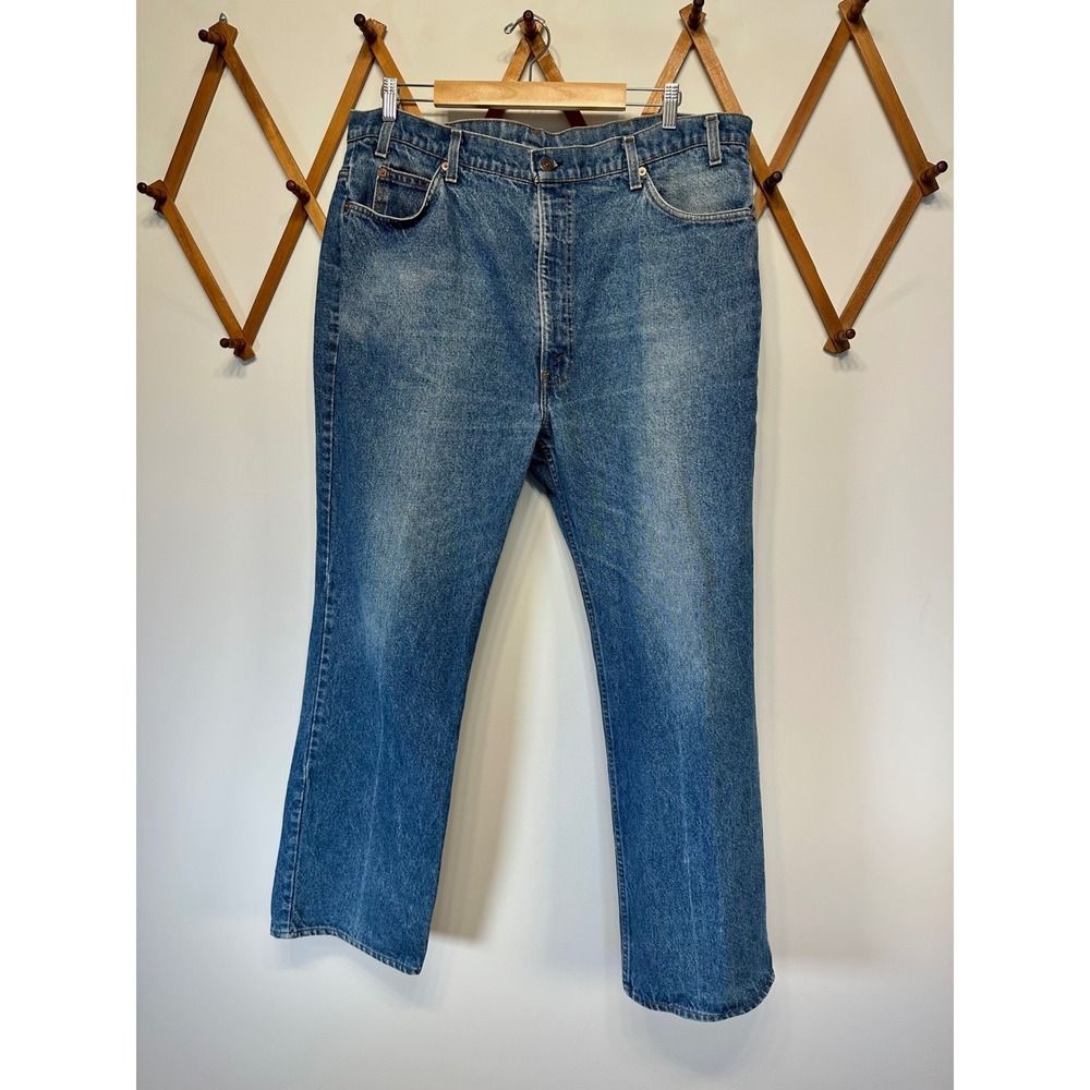 Vintage 80s Levi's 517 Orange Tab Med Blue Bootcut Jeans USA 42 x 32  Saddleman